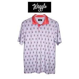 Waggle Tiki Head Golf Polo Lavender Pink Medium